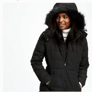 Fur Hood Black Puffer-Old Navy